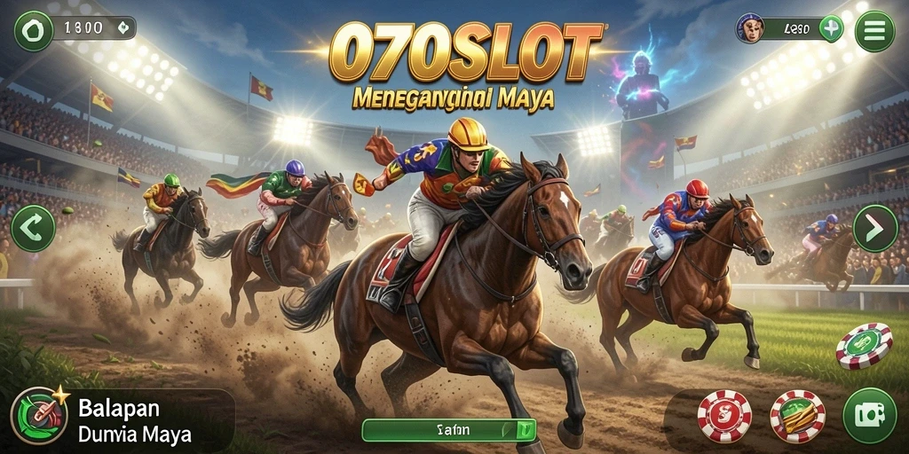 Tampilan gameplay menegangkan dari 070SLOT saat balapan.