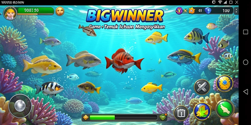 Tampilan gameplay seru saat menembak ikan di BIGWINNER.