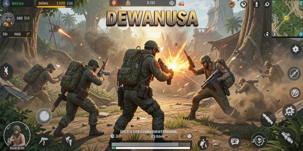 Menggambarkan aksi seru dalam gameplay DEWANUSA yang dinamis.
