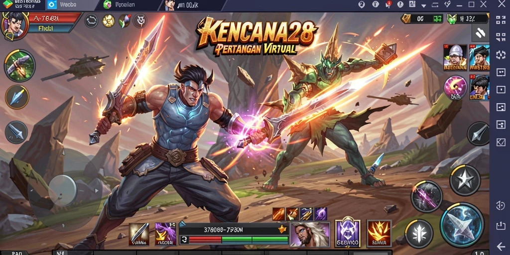 Gameplay KENCANA28 menunjukkan pertarungan mendebarkan antara karakter.