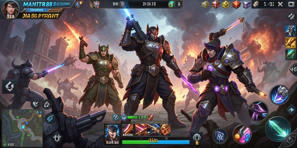 Screenshot gameplay MANTRA88 menampilkan aksi pertempuran yang intens.