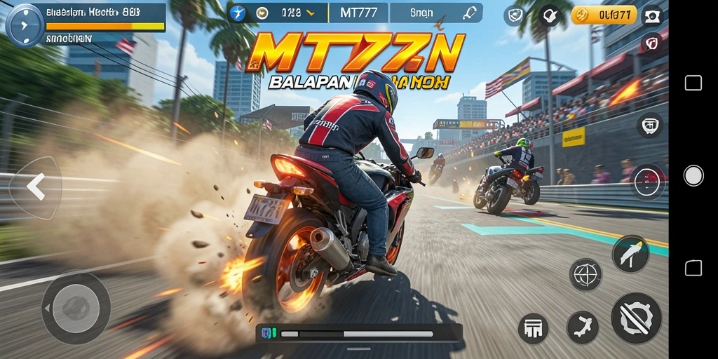 Tampilan gameplay seru balapan motor di MT777.