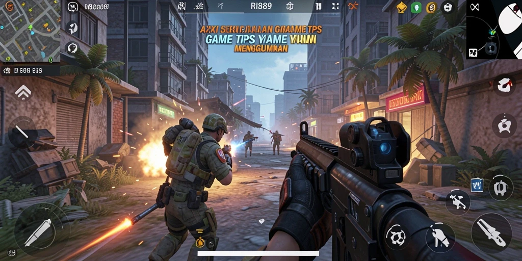 Screenshot gameplay RI889 menampilkan aksi seru dalam pertempuran TPS.
