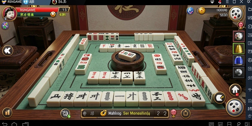 Tampilan menarik dari gameplay RSNGAME di Mahjong.