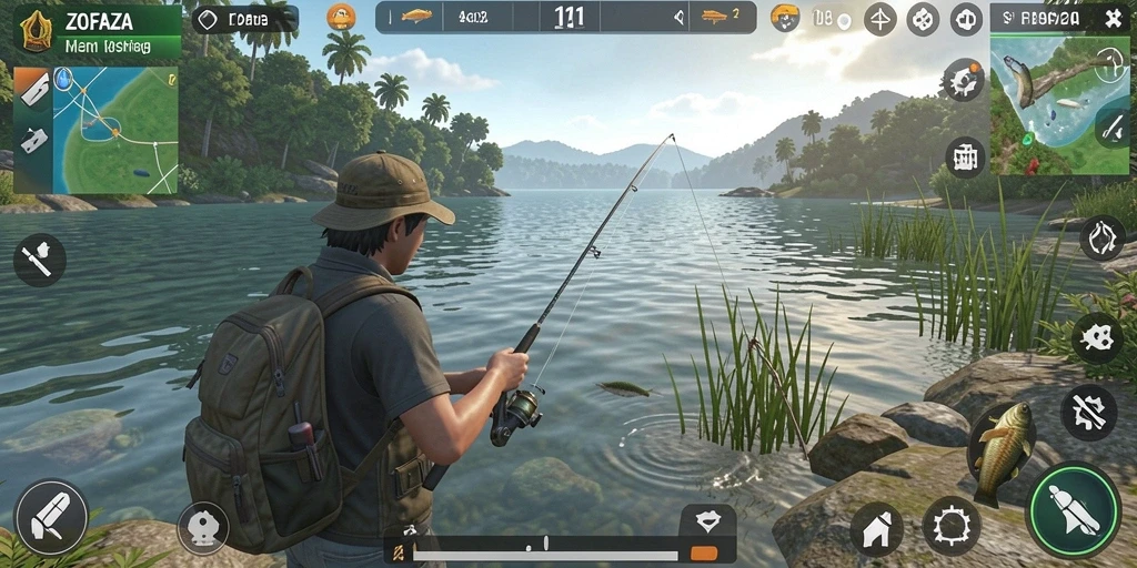 Tangkapan ikan besar dalam gameplay ZOFAZA yang mengasyikan.